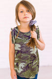 Camo Print Flounced Armholes Little Girls’ Tank