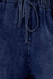 Elastic Waist Drawstring Denim Shorts