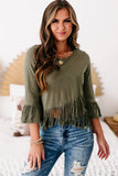 Cross-over Fringe Crop Top