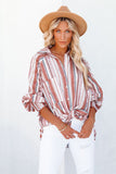 Pocketed Striped Button Shirt with Slits