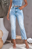 Medium Wash High Rise Straight Leg Jeans