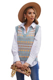 Tribal Print V Neck Knitted Sweater Vest