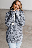 Leopard Print Zipper Pocket Hoddie