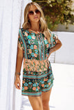 Multicolor Spring Floral Buttons Short Sleeve Romper