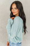 Loose Fit Ribbed V Neck Hoodie