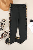 Leopard Splicing Mid Waist Stretchy Skinny Pants