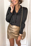 Frilled V Neckline Buttoned French Shirt