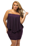 Plus Size Multiple Dressing Layered Dark Blue Mini Poncho Dress