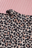 Leopard Color Block Cold Shoulder Shift Mini Dress