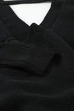 Sexy V Neck Surplice Hollow-out Sweater with Lace Sleeves