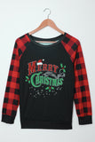 Merry Christmas Black Long Sleeve Top