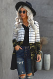 Plaid Colorblock Striped Cardigan