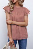 Tiered Sleeve Frilled Neck Dotted Top