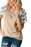 Khaki Leopard Raglan Sleeve Knit Tee