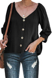 Button Up V Neck Sleeve Tie Shirt