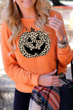 Halloween Leopard Pumpkin Face Sweatshirt