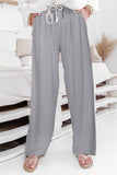 High Waist Drawstring Wide Legs Casual Pants