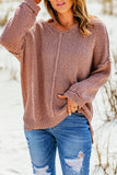 Pink Reverse Seam Detail Relaxed Pullover Sweater
