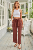 Elastic Waist Drawstring Wide Leg Pants