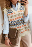 Tribal Print V Neck Knitted Sweater Vest