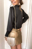 Frilled V Neckline Buttoned French Shirt
