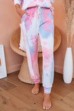 Shut-eye Pocketed Tie-dye Knit Hooded Joggers Set