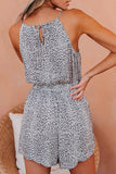 Spaghetti Straps V Neck Leopard Elastic Waist Romper