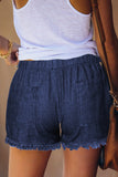 Casual Pocketed Frayed Denim Shorts