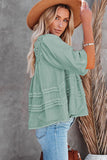 Green Puff Sleeve Eyelet Babydoll Blouse