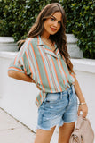 Button Striped Short Sleeves Shirt