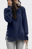 Casual Slit Side Button Long Sleeves Sweatshirt