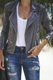 Khaki Zipped Notch Collar Short Jacket