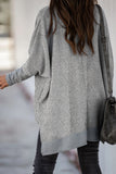Turtleneck Bat Sleeve Side Slit Tunic Top