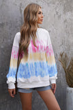 Multicolor Colorblock Tie-dye Drawstring Pullover Hoodie