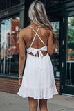 Lace Splicing Criss Cross Lace-up V Neck Cami Dress