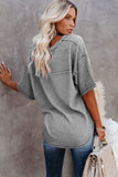 V Neck Short Sleeve Knit Tee