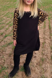 Leopard Patchwork Girl's Long Sleeve Dress