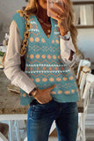 Tribal Print V Neck Knitted Sweater Vest