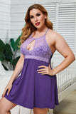 Purple Plus Size Keyhole Babydoll