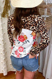 Floral Print Patchwork Long Sleeve Top
