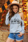 Halloween Pumpkin Print Cut-out Cold Shoulder Blouse