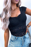 Floral Lace Scalloped Square Neck Bodysuit