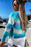 Multicolor Gradient Open Front Colorblock Tie-dye Cardigan