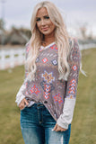 Khaki Geometric Aztec Solid Contrast Top