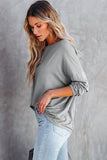 Loose Fit Wide Neck Batwing Sleeves Top