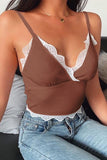 Lace Trim Ribbed Cami Top