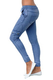 Army Green Drawstring Ankle Pocket Denim Jeans