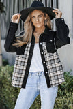 Christmas Pattern Plaid Splicing Denim Jacket