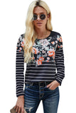 Floral Striped Print Long Sleeve Top