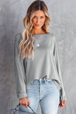 Loose Fit Wide Neck Batwing Sleeves Top